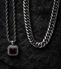 LINK THICK CHAIN WITH RED STONE ROPE CHAIN