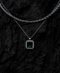 ROPE CHAIN WITH GREEN SQUARE EMERALD PENDANT
