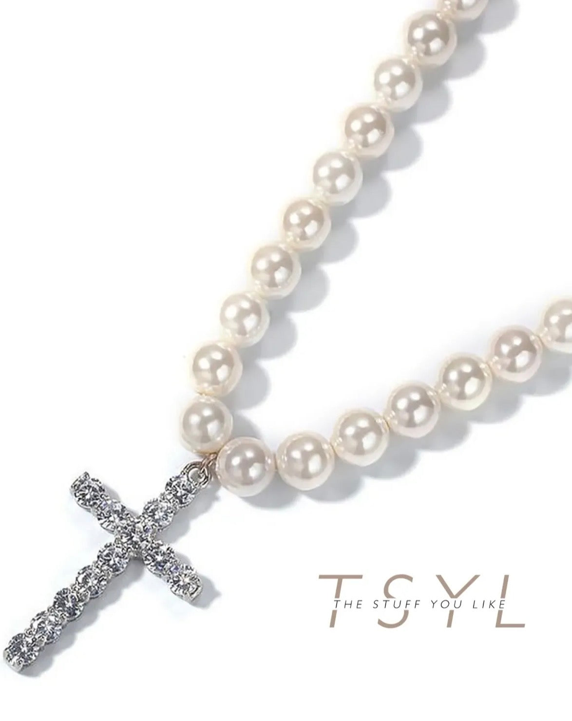 PEARL CROSS NECKLACE